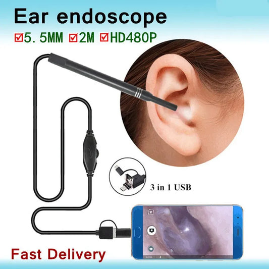USB HD Mini Camera Electronic Ear Spoon Endoscope Cleaner Earwax Removal Cleaning Tool Intelligent Visual Ear Picking Spoon Peaceful Pleasures Health and Wellness