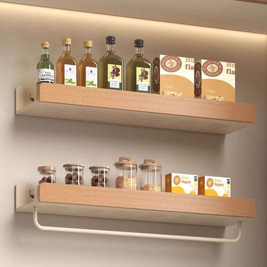 Wall Mounted Solid Wood Spice Rack | Kitchen Seasoning Organizer Wall Spice Rack Peaceful Pleasures Health and Wellness