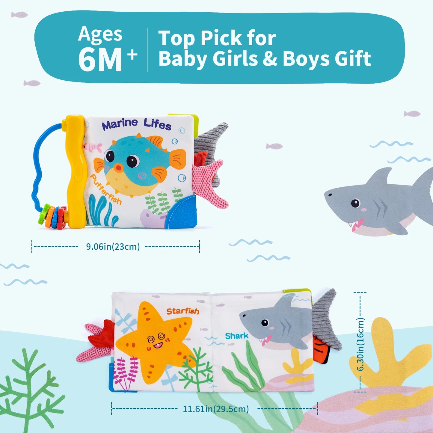 Soft Baby Cloth Book 3D Animal Tail Newborn Montessori Education Toy