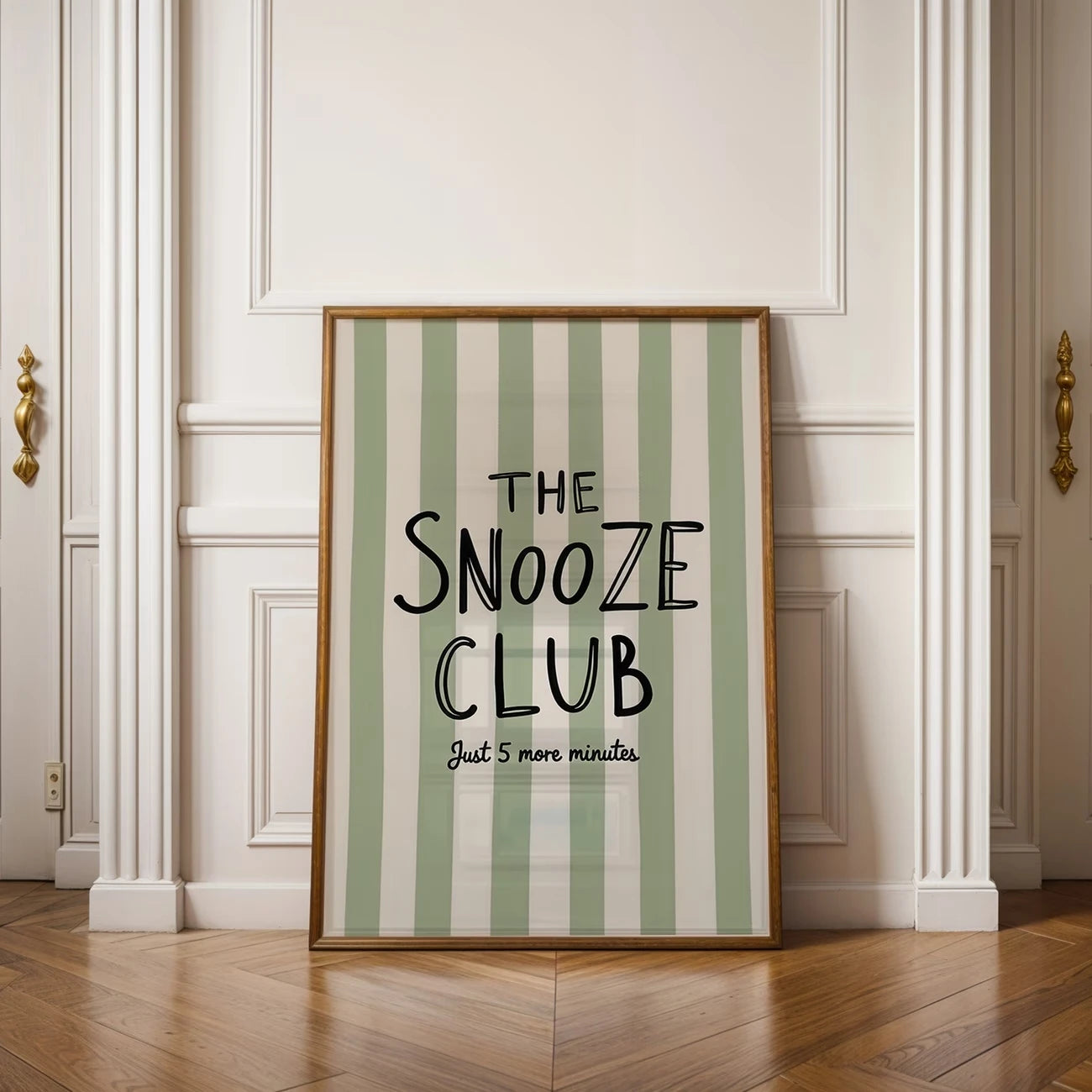 Retro Sleep Phrases Mint Green Stripe Canvas Wall Art Print