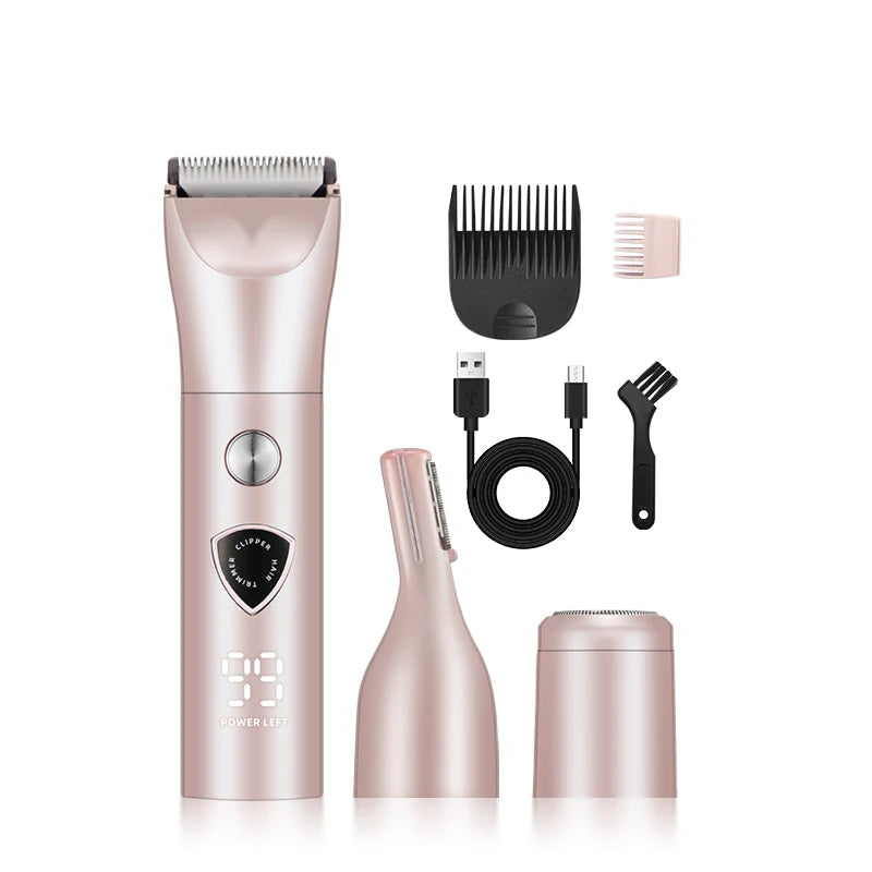 Professional Portable Cordless Hairdresser New Model Car RV Hair Trimmers Clippers USB Charging English for Hotel Outdoor Use Peaceful Pleasures Health and Wellness Pink USB Type-C