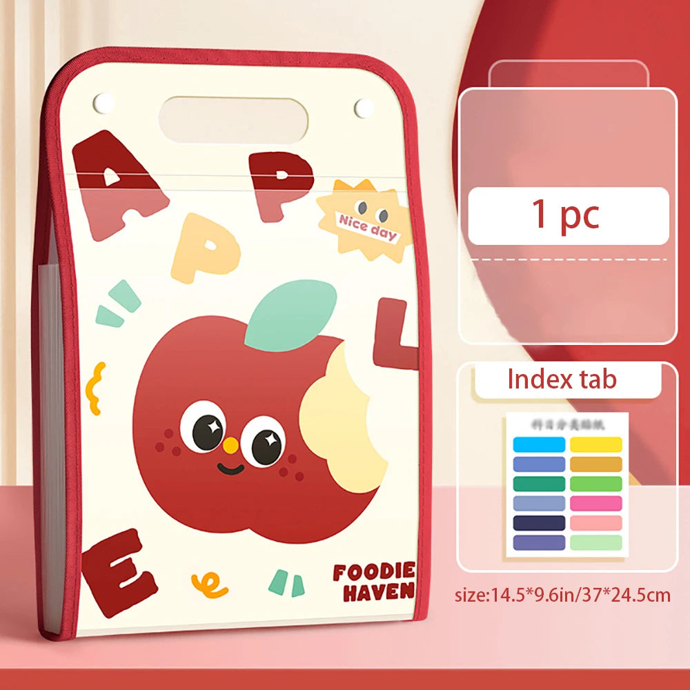 13 Layer Cartoon Large Capacity Document Storage Bag Student A4