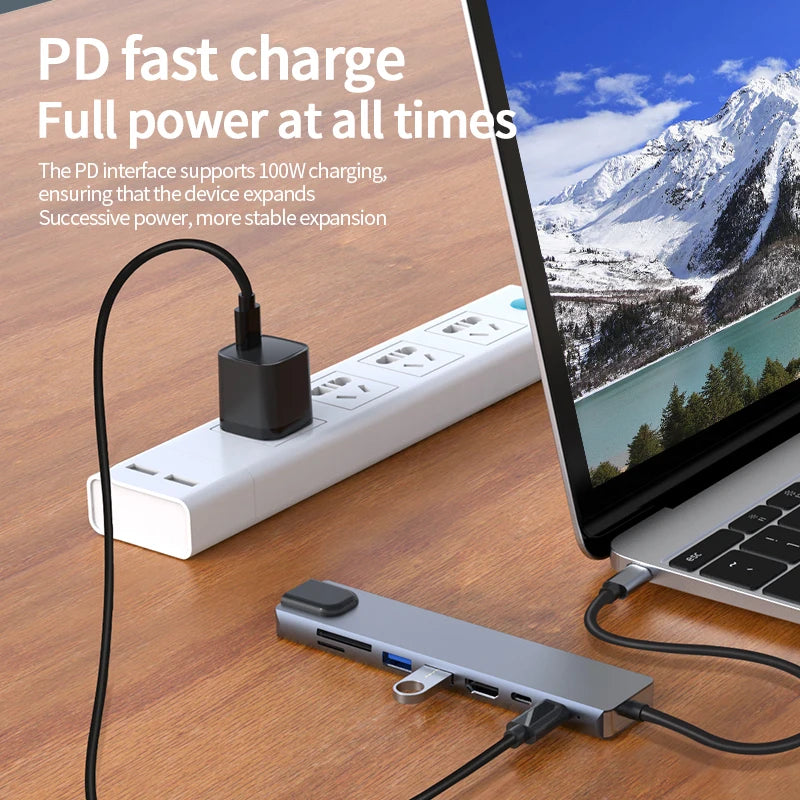 8-in-1 USB-C Hub 4K HDMI Docking Station for MacBook & iPad USB-C Docking Hub Peaceful Pleasures Health and Wellness