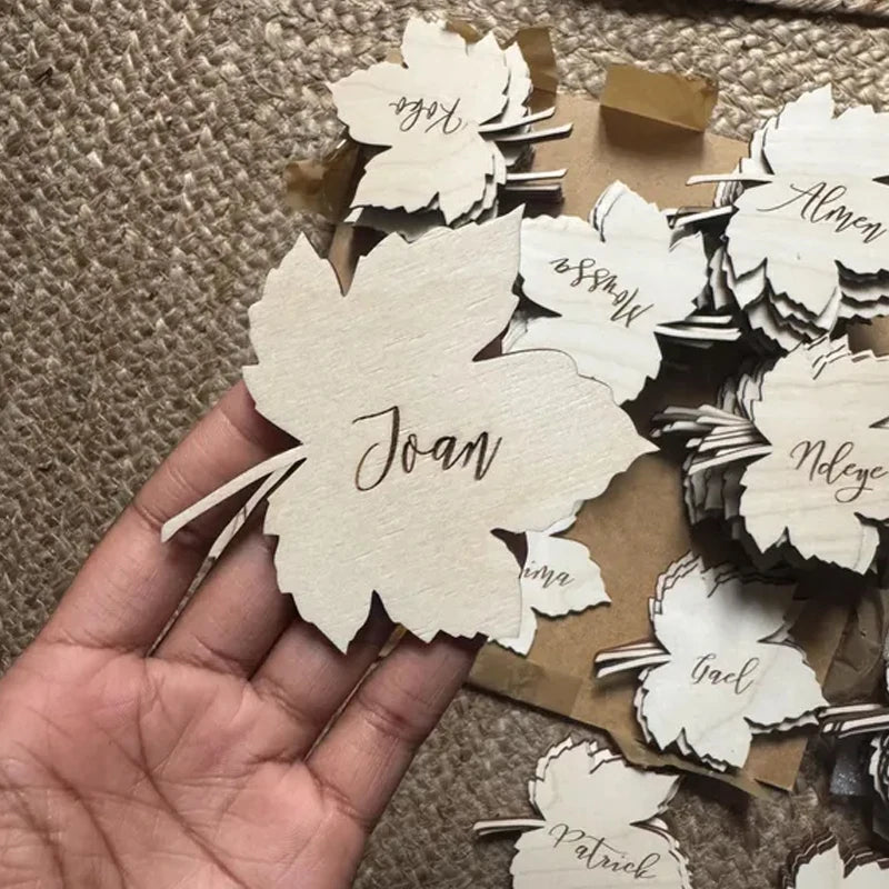 Personalized Maple Leaf Place Cards – Wooden Autumn Wedding Tags Wooden Place Cards Peaceful Pleasures Health and Wellness