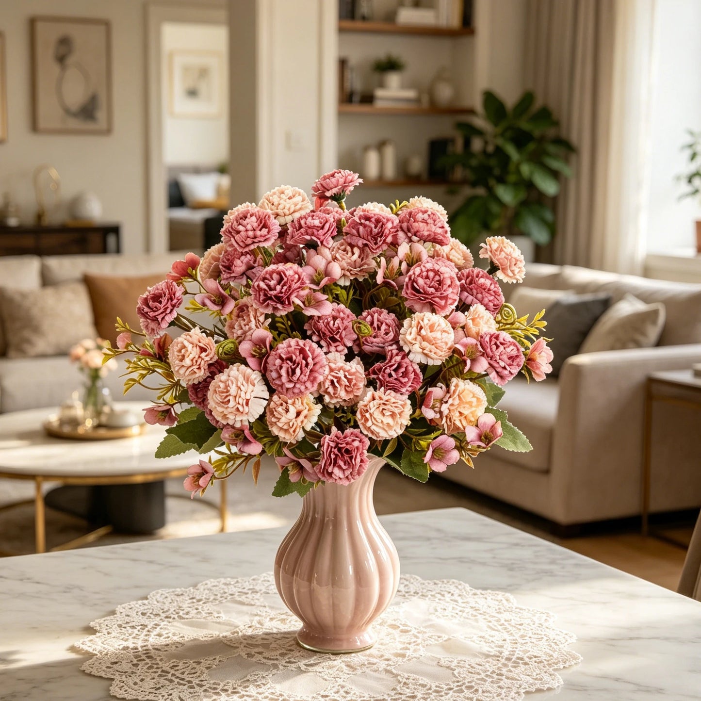 Silk Carnation Artificial Flowers for Wedding & Home Decor