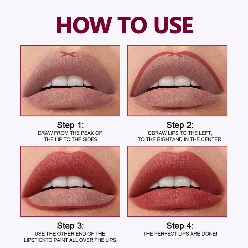 O'CHEAL 2-in-1 Matte Lipstick & Lip Liner Pencil | 24H, 6 Colors