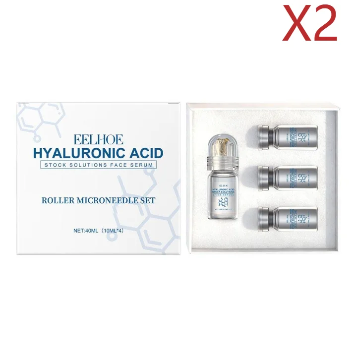 Hyaluronic Acid Face Serum & Microneedle Roller Set 4×10ml