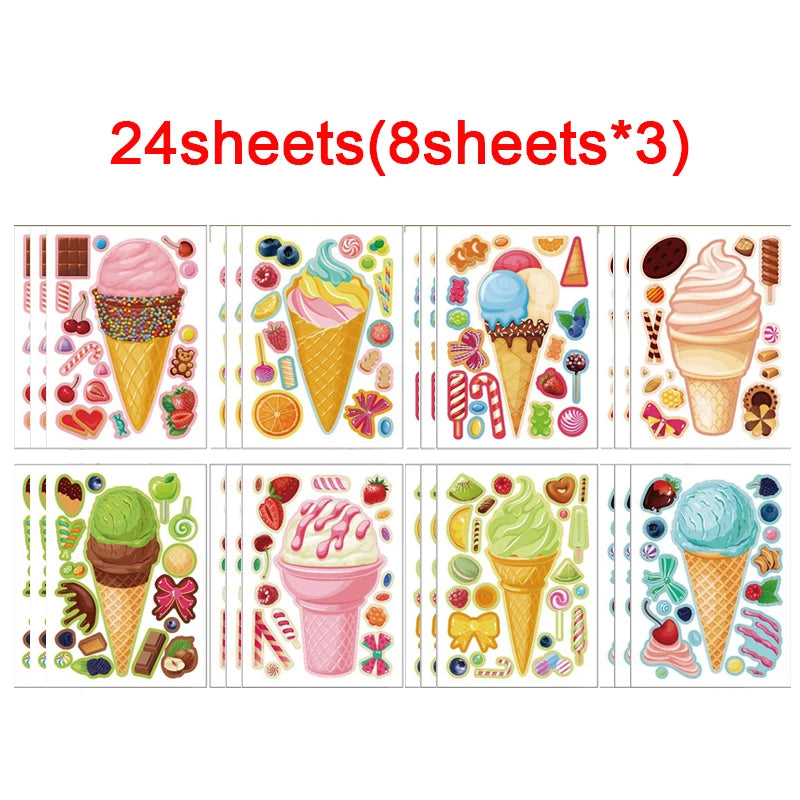 Cartoon Sweet Dessert Stickers Children DIY Toys Assembly Delicious