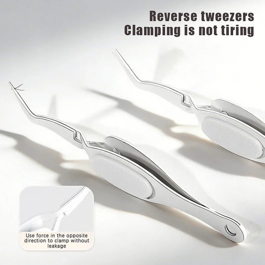 Reverse Tweezers Straight Curved Tweezer X-shaped Stainless Steel Multifunctional Eyelash Curler Extension Antislip Makeup Tool Peaceful Pleasures Health and Wellness