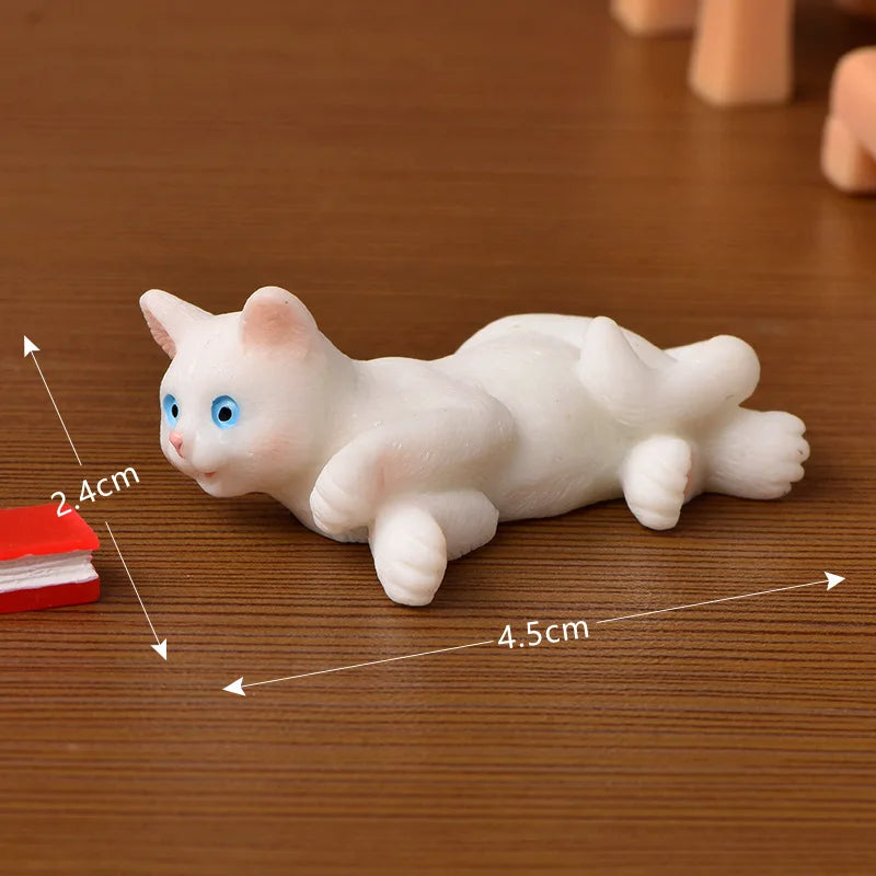 Miniature Cat Figurines Resin Landscape Decoration Miniature Figurines Accessories for Desk Landscape Plant Pot Bonsai Craft Peaceful Pleasures Health and Wellness 6