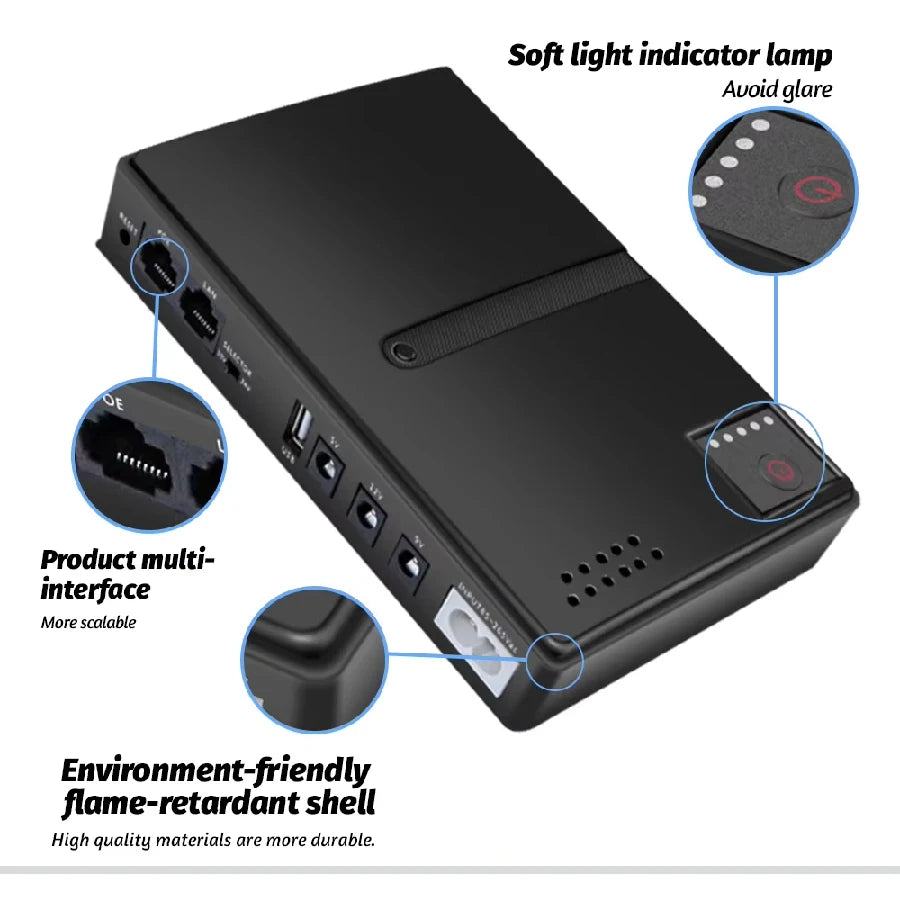 【Without Battery】Mini DC UPS Uninterruptible Power Supply 18650 Replaceable Battery Backup 5v 9v 12v 220V for Router Wifi Modem Peaceful Pleasures Health and Wellness