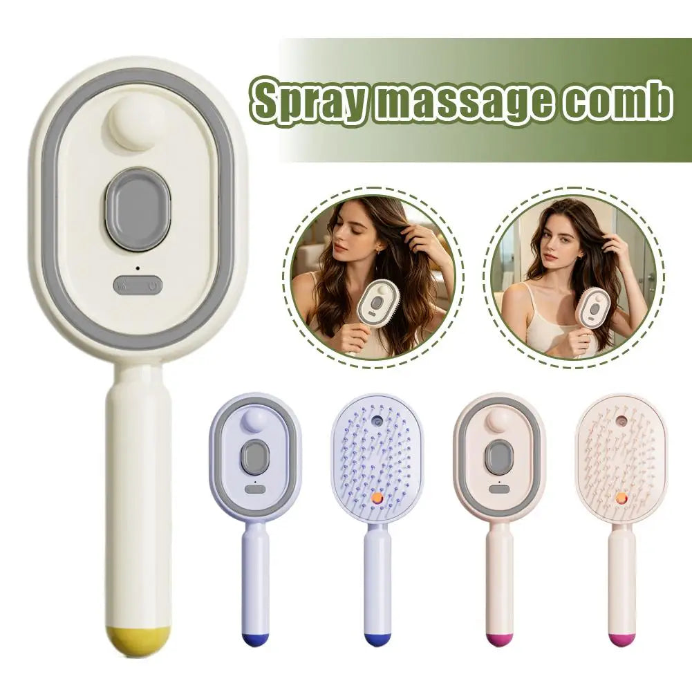 Electric Mist Spray Hair Comb – Rechargeable 2-in-1 Frizz Control