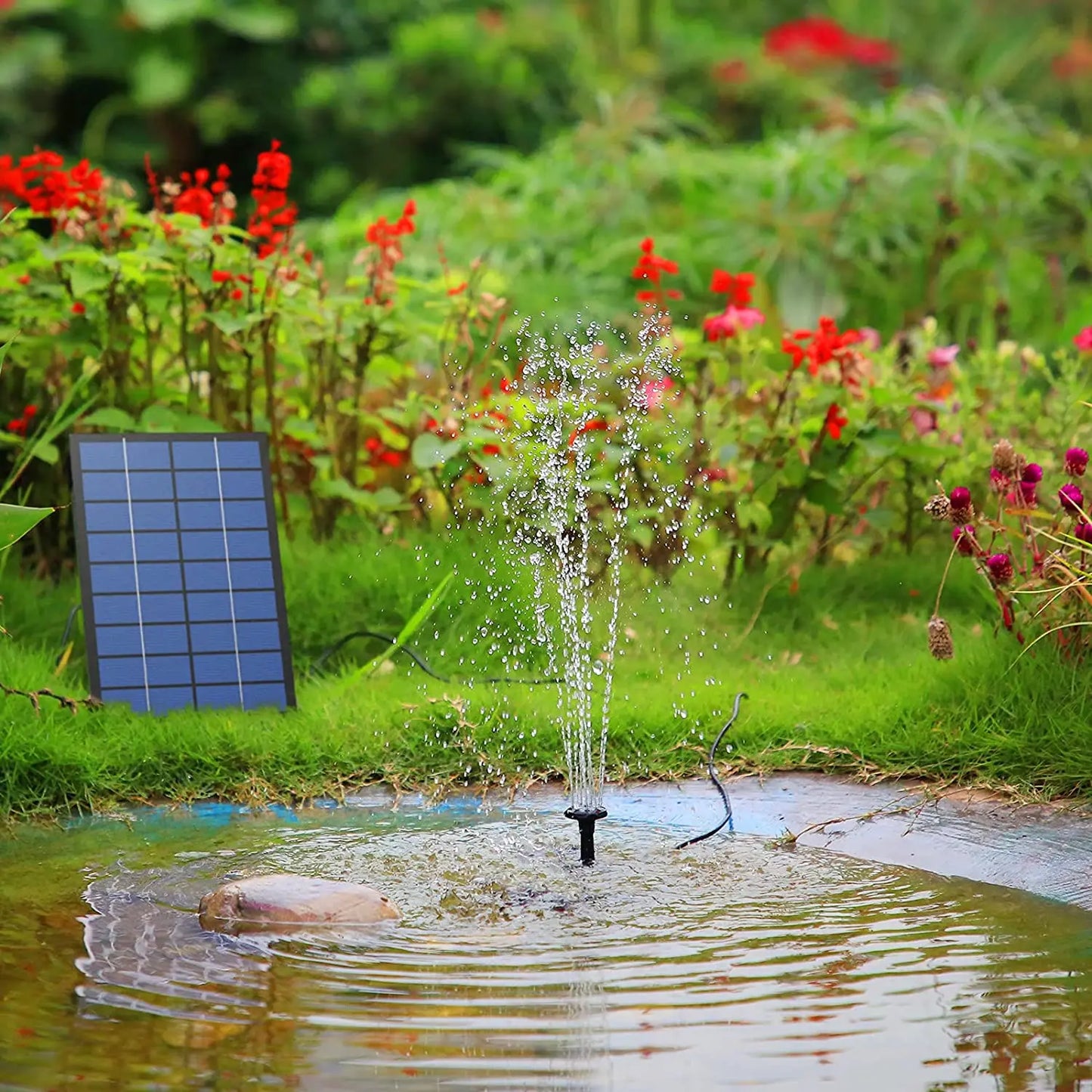 Solar Fountain Pump 2.5W – 6 Nozzles for Bird Bath & Garden