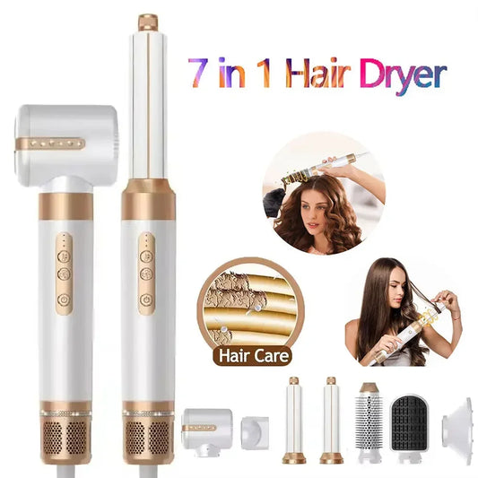 7 in 1 Hair dryer Professional Negative Ion curling Iron Hair Straightener Brushless Motor High Speed Hair Dryer Hot Comb Set Peaceful Pleasures Health and Wellness