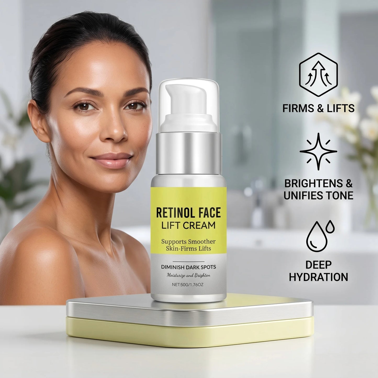 Retinol Face Cream Dark Spot Corrector Firming Lifting & Brightening Moisturizer Restores Elasticity Hydrate Repairing Skin Care Peaceful Pleasures Health and Wellness