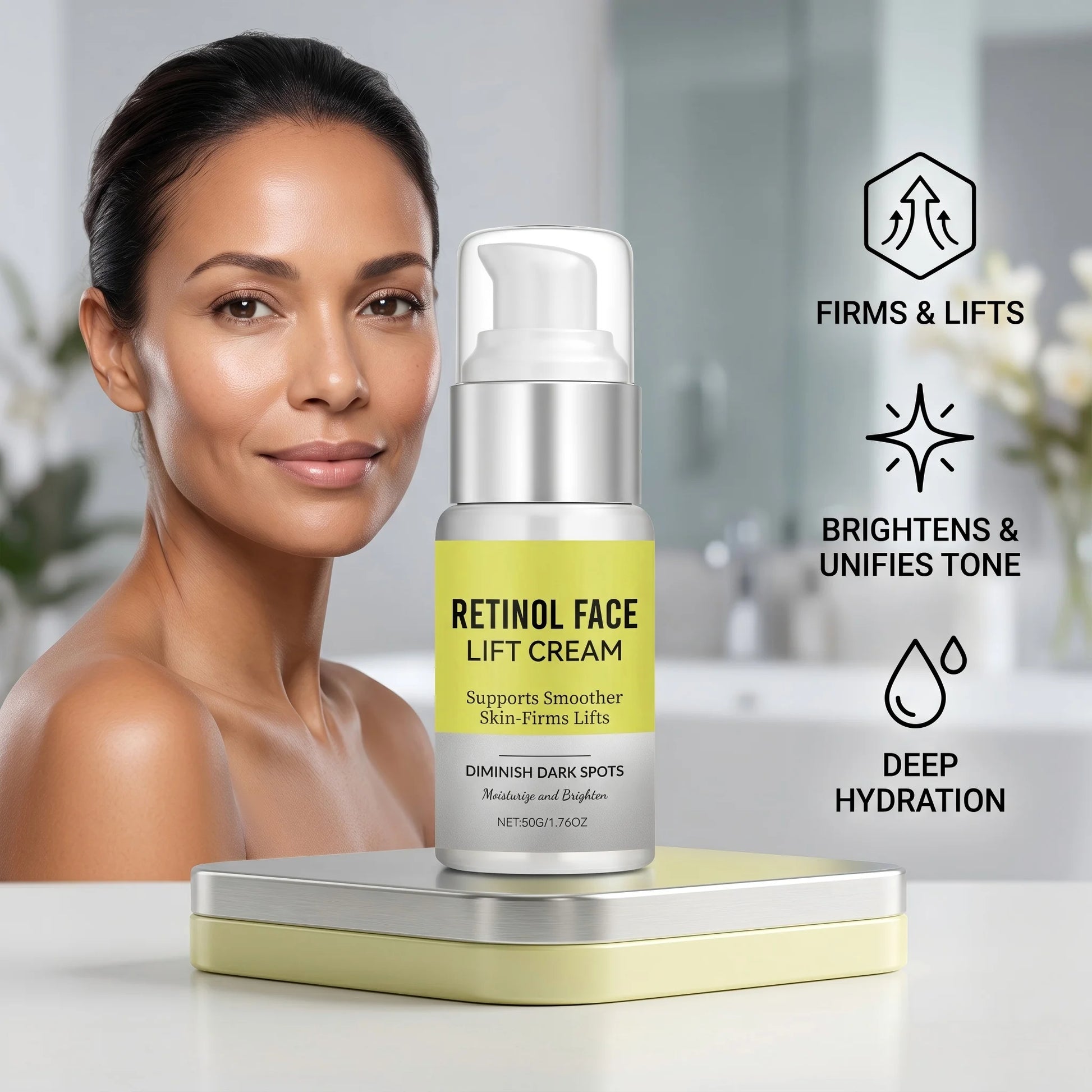 Retinol Face Cream Dark Spot Corrector Firming Lifting & Brightening Moisturizer Restores Elasticity Hydrate Repairing Skin Care Peaceful Pleasures Health and Wellness