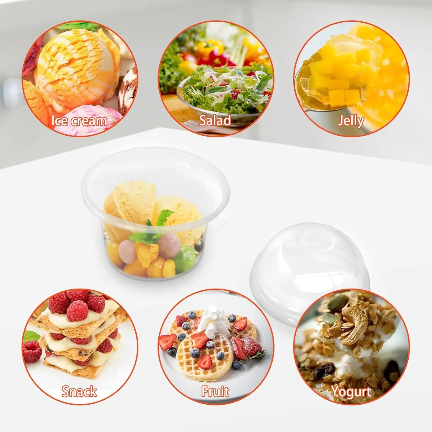 8OZ Disposable Plastic Cups with DomeOLids Clear Dessert Cup Mini Parfait Appetizer Containers for Ice Cream,Cake,Fruit,Pudding Peaceful Pleasures Health and Wellness