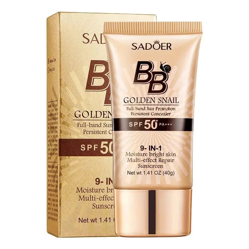 SADOER Gold Snail Oil-Control Matte BB Cream Foundation Concealer Moisturizing Isolation Cream SPF50+PA+++ 40g Peaceful Pleasures Health and Wellness 01 Natural