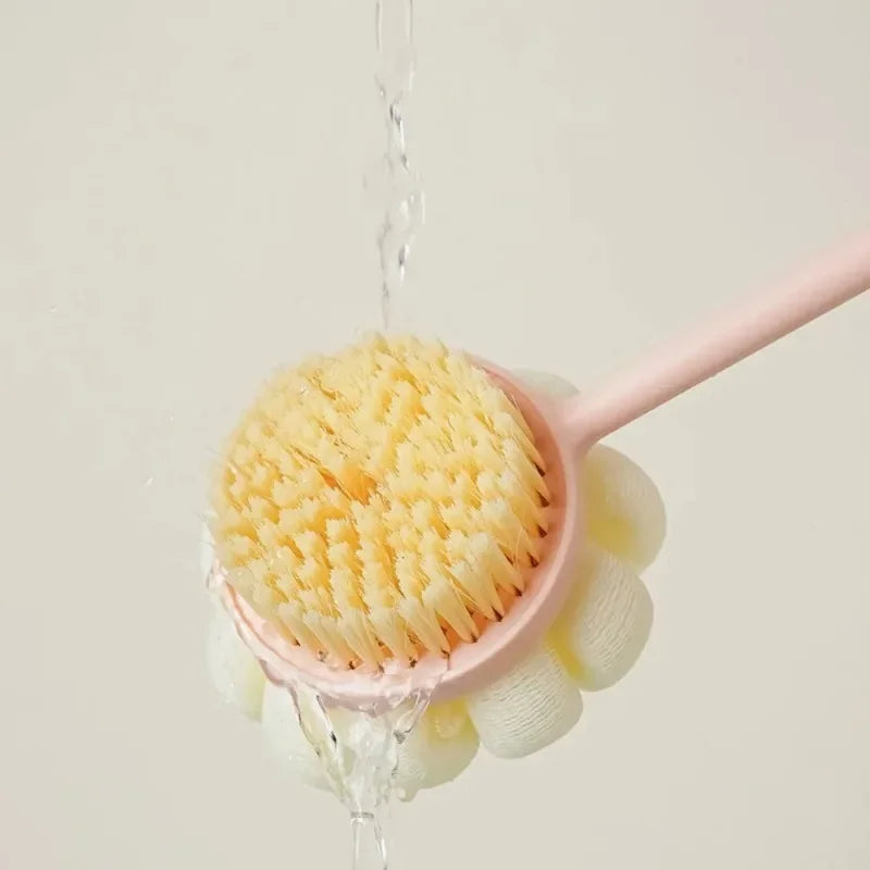 Two-Sided Silicone Body Brush | Long Handle Back Scrubber Body Bath Brush Peaceful Pleasures Health and Wellness