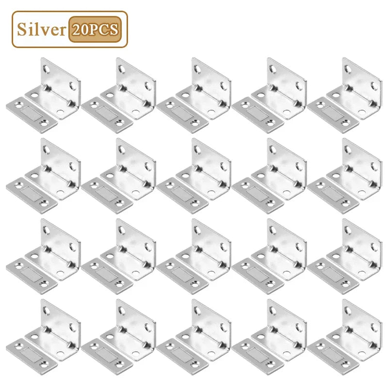 L-Shape No-Drill Magnetic Cabinet Door Catch | 1–20 Pack
