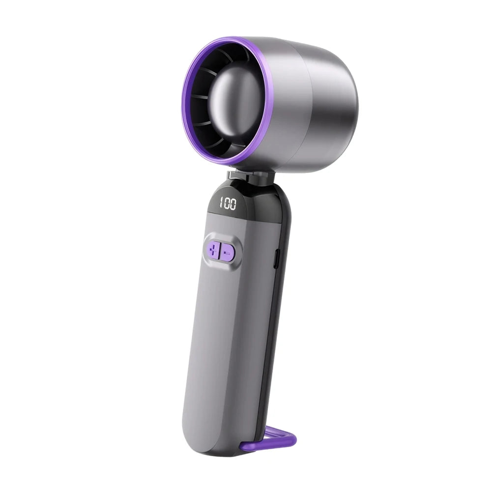 Portable High Speed Cooling Handheld Fan 3000mAh Rechargeable 100 Wind Speeds Adjustable Mini Foldable Air Cooling Turbo Fan ﻿ Peaceful Pleasures Health and Wellness Purple 100V-240V EU Plug