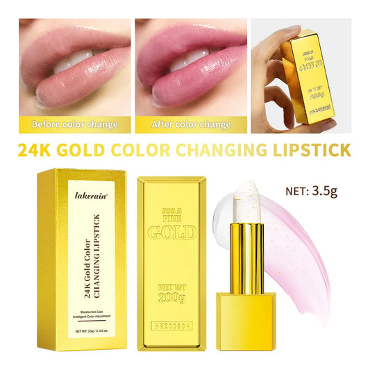 24K Gold Color Changing Lip Balm & Lipstick – 2-in-1 Blush Color Changing Lip Balm Oasis Select