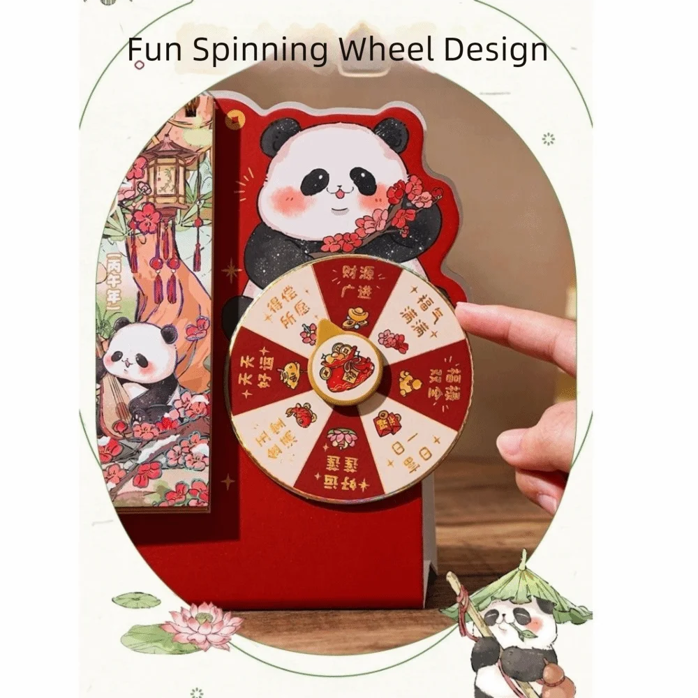 Cartoon Panda New Year Desktop Calendar Tear-away Double Coil Rotary Table Calendar 3D Thick Planner Calendar Student Peaceful Pleasures Health and Wellness