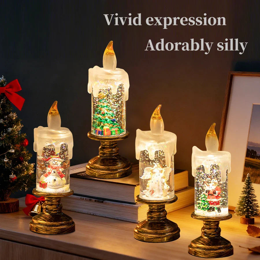 Christmas LED Snowman Crystal Candle Lamp | Flameless Decor