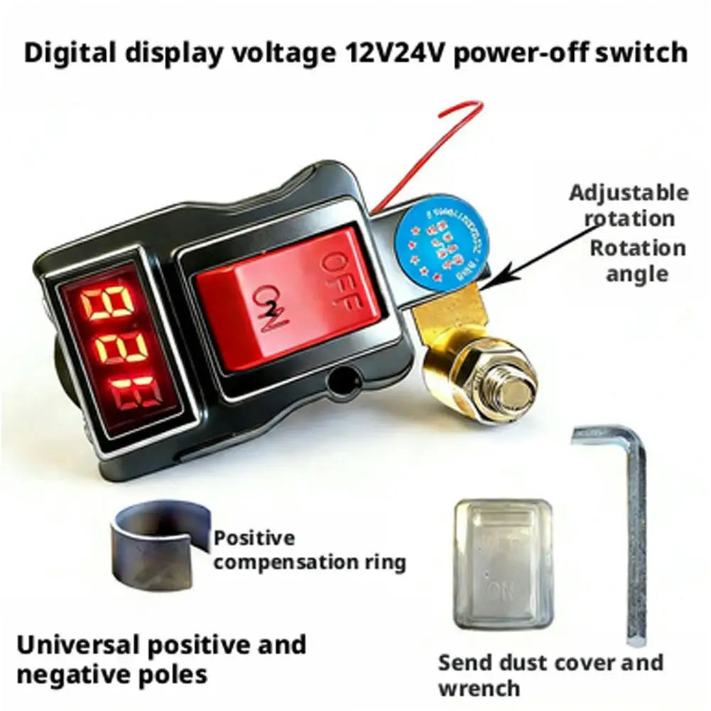 12V 24V Battery Disconnect Switch with Digital Voltmeter | T-Type