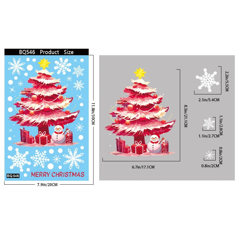 Christmas Window Clings – Tree, Snowman & Snowflake Decals