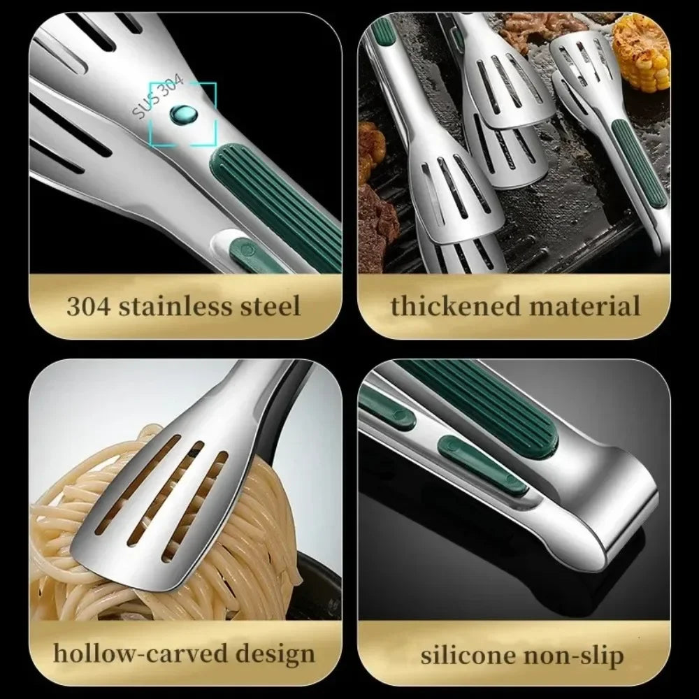 304 Stainless Steel BBQ Food Tongs 7/9/12 Inch Grill Utensils