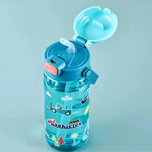 550ml Kids Cartoon Straw Water Bottle with Handle | BPA-Free Kids Straw Water Bottle Peaceful Pleasures Health and Wellness