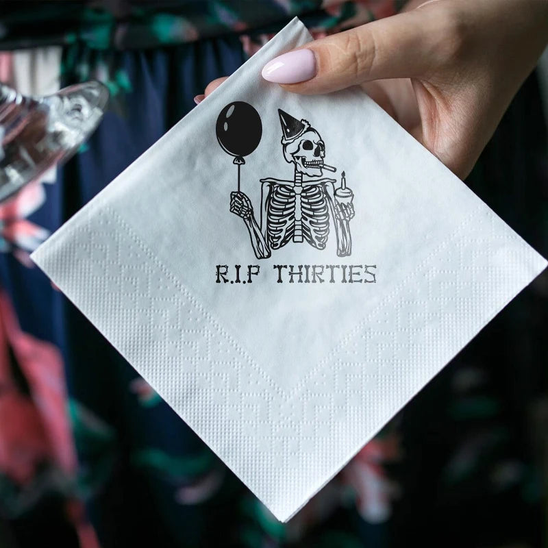 20pc Funny RIP Thirties Cocktail Napkins | Dirty 40 Birthday Party