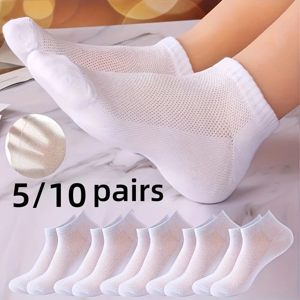 5-Pack Breathable Mesh Ankle Socks | Unisex Low Cut Sports Ankle Socks Peaceful Pleasures Health and Wellness