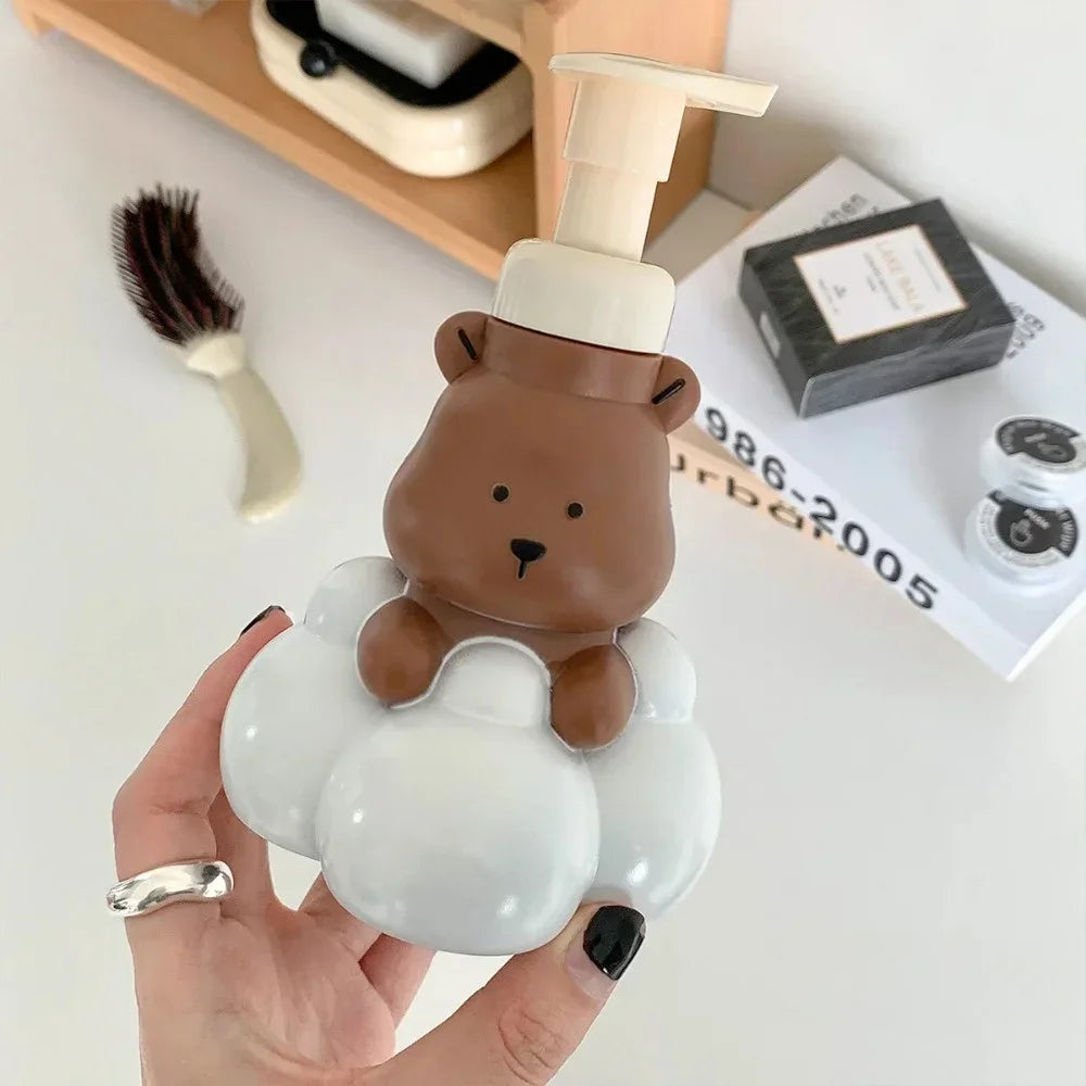 New Cartoon Cloud Bear Foam Bottle Cute Cartoon Hand Wash Pump Shampoo Cleanser Foaming Mousse Dispenser Bathroom Bathing Bottle Peaceful Pleasures Health and Wellness