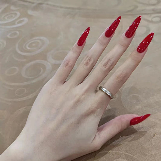 24pcs Long Pointed Red Press On Nails | Full Cover Stiletto Tips Press On Nails Peaceful Pleasures Health and Wellness S1