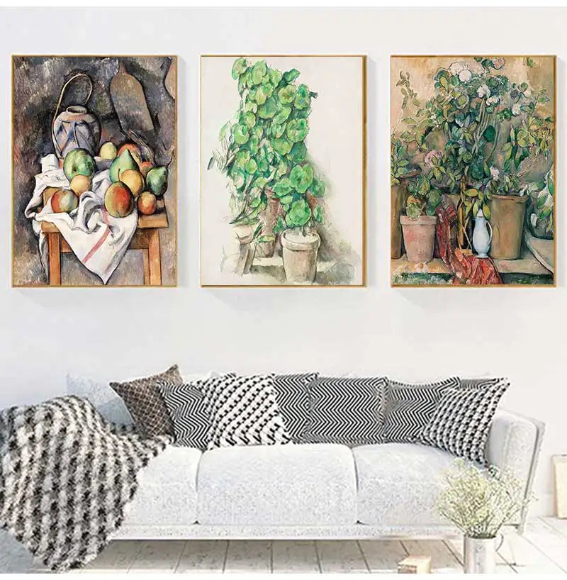 Vintage Paul Cezanne Garden Still Life Terracotta Pots 1890s Art Posters Canvas Painting Wall Prints Picture for Room Home Decor Peaceful Pleasures Health and Wellness