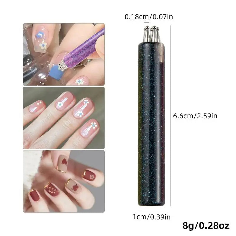 Nail Art Design Tip Painting Carving Dotting Pen Stainless Steel Bristles Starry Sky Handle Nail Art Dotting Tools Peaceful Pleasures Health and Wellness Black