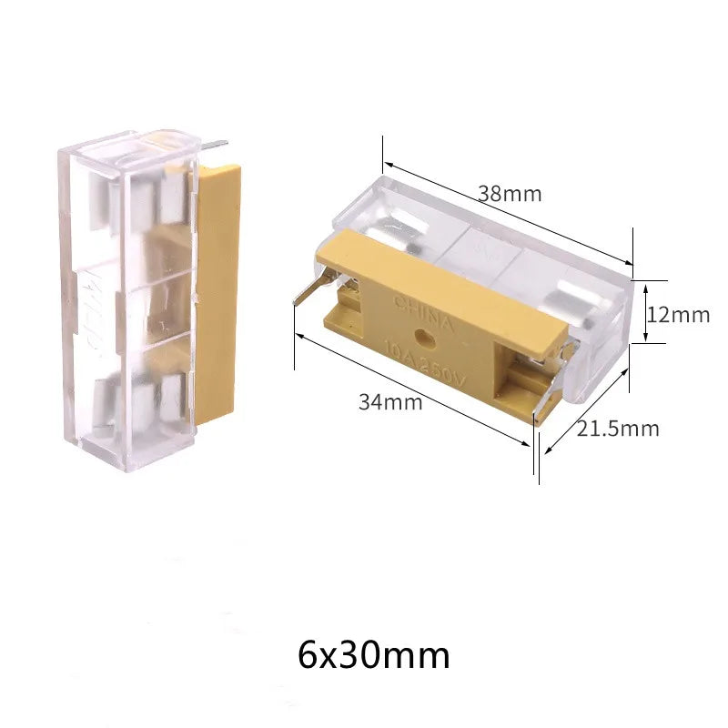 5pcs 5*20mm 6*30mm Glass Fuse Holder with Transparent Cover Fuse Blocks 5x20mm 6x30mm Insurance Header 250V Peaceful Pleasures Health and Wellness 6x30mm