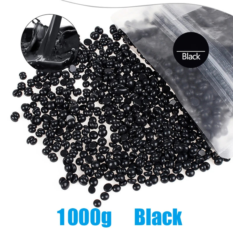 1000g Depilatory Wax Beans Hot Film Painless Waxing Beads Hard Wax Beans Heating Wax Machine Bikini Face Legs Body Hair Removal Peaceful Pleasures Health and Wellness 1000g Black