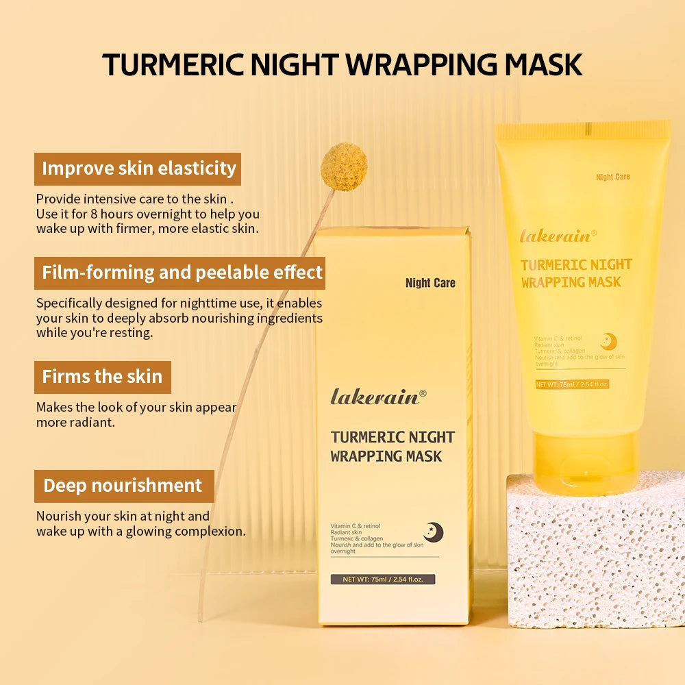 Kojic Acid Turmeric Overnight Wrapping Peel Off Mask Nourishes Hydrolyzed Collagen Glowing Skin Skin Firmnes Korean Skincare Peaceful Pleasures Health and Wellness