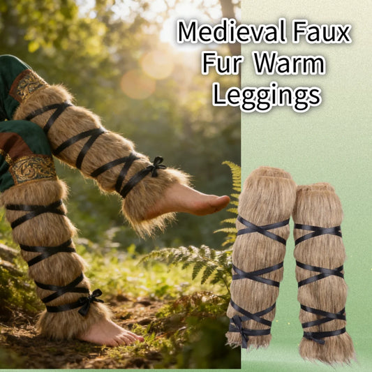 Medieval Imitation Fur Warm Leggings Furry Boots Cosplay Vikings Peaceful Pleasures Health and Wellness