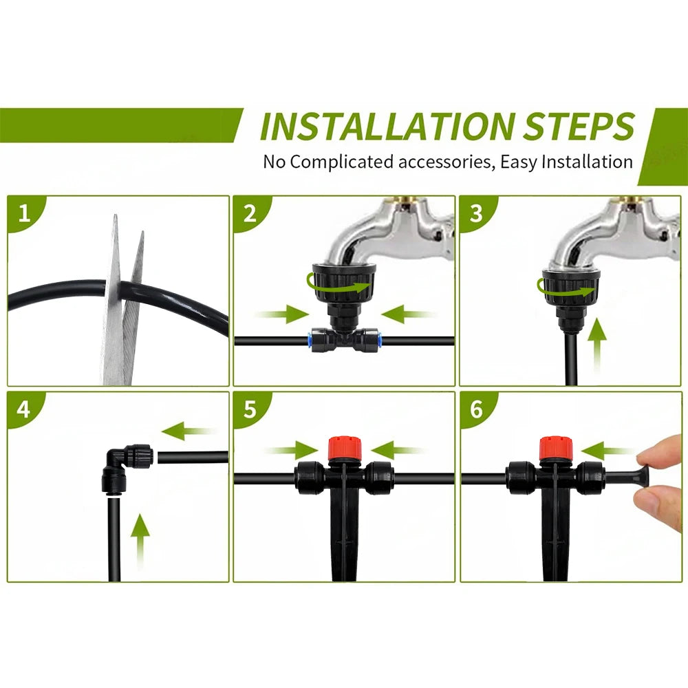 Garden Watering System, Quick-Connect Drip Irrigation Kit, DIY Automatic Irrigation Equipment Set for Lawn Raised Bed Greenhouse Peaceful Pleasures Health and Wellness