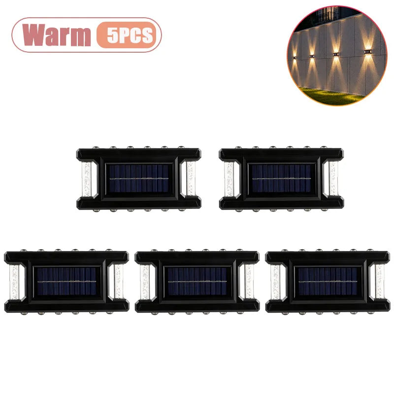 Solar Wall Wash Lights Outdoor IP65 Warm White LED – 1–5 Pack