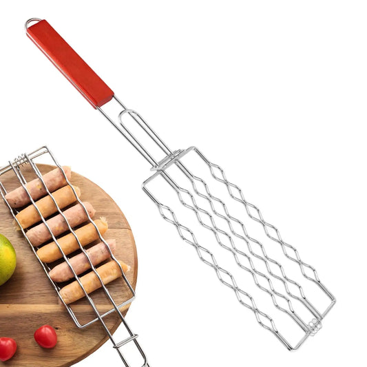 Hot Dog Grill Basket – Stainless Steel BBQ Sausage Rack BBQ Grill Basket Oasis Select