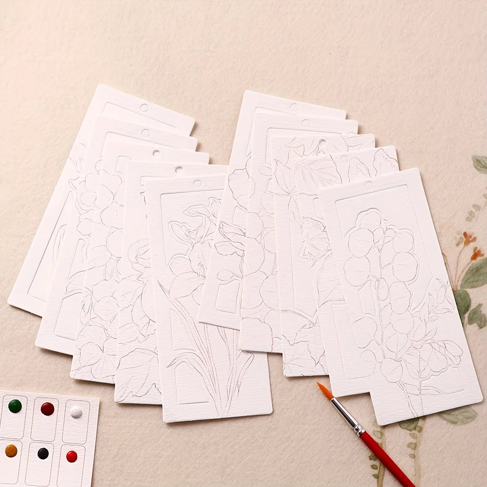 10 Sheets Watercolor Bookmark Painting DIY Paper Handmade Portable