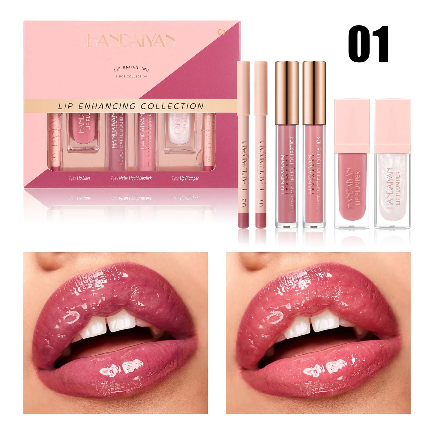 Handaiyan 6-Piece Matte Lipstick Set – Waterproof & Long-Lasting