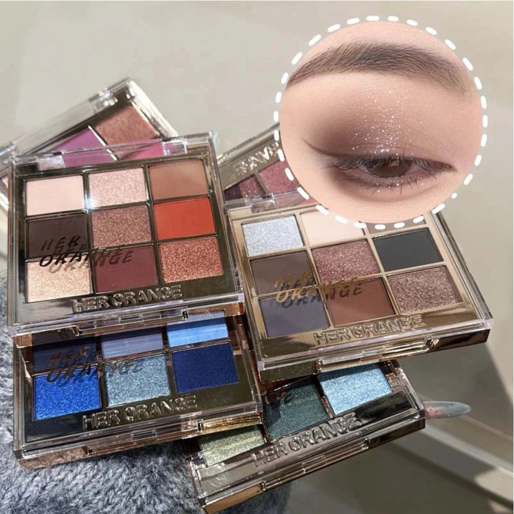 9-Color Smoky Eyeshadow Palette | Shimmer, Matte & Glitter