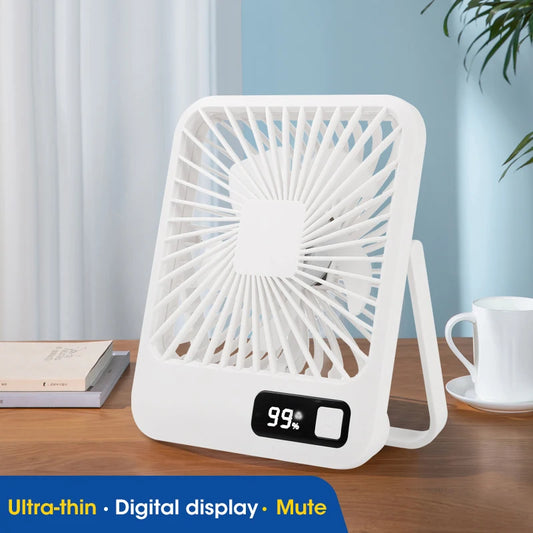 Rechargeable Portable Foldable Desktop Fan Type-C Five-speed Adjustment Strong Wind Low Noise LED Power Display Convenient Peaceful Pleasures Health and Wellness