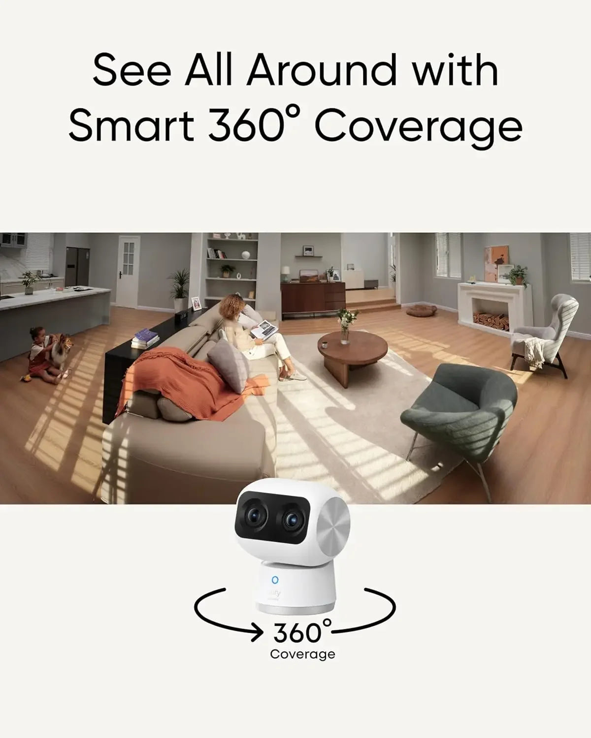 Indoor Security Camera with Dual 4K UHD Lenses, 8x Zoom, 360° View, AI Tracking for Home Monitoring Peaceful Pleasures Health and Wellness
